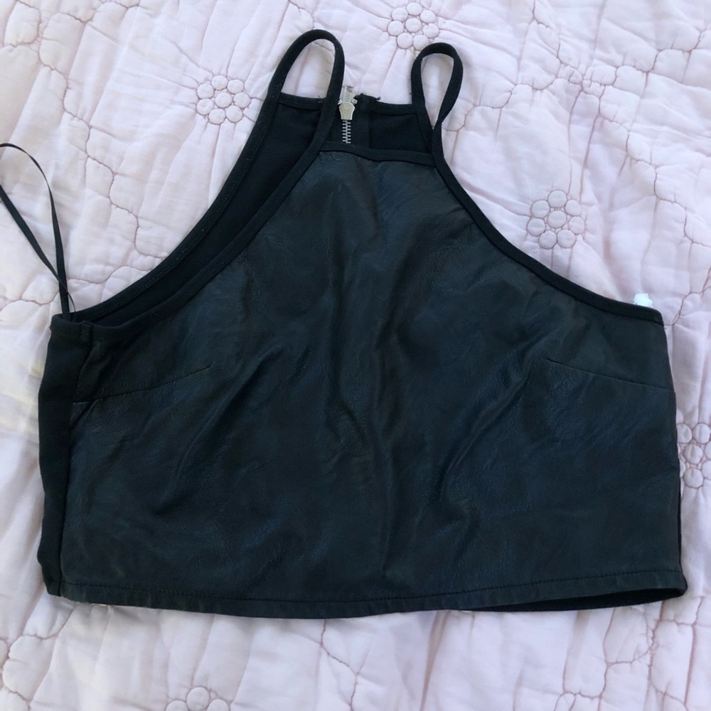 Black pleated crop top